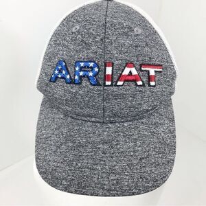 Ariat Gray White Patriotic Americana Flag Stars and Stripes Patch Trucker Cap